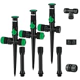 RESTMO Above Ground Sprinkler System, Flexible DIY Irrigation Kit, Multi-Adjustable Lawn Sprinkler for Garden Plant, Flower Bed and Large Yard Area Watering, Garden Hose is Not Included, Green, 3 Pack