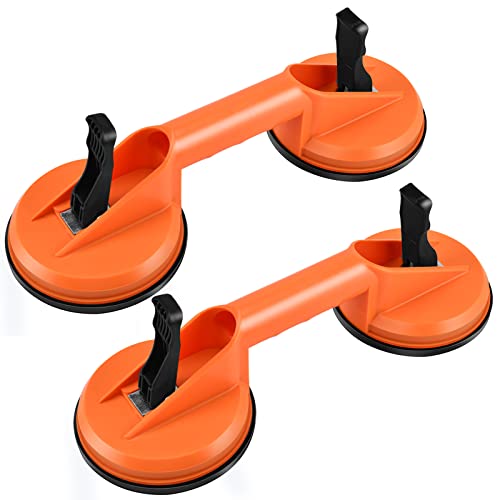 Ventose per Piastrelle, 2 Pezzi Ventosa per Vetro Ventose in Alluminio Premium Pesante Dovere Ventose Sollevatore per Piastrelle,Vetro, Pavimento, Tavolo(Arancia)