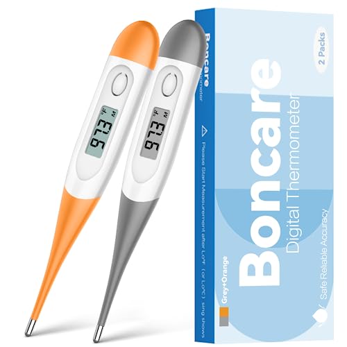 Thermometer for Baby, 2 Packs, Rectal Digital Thermometer with 10 Seconds Fast Reading (Grey+Orange)