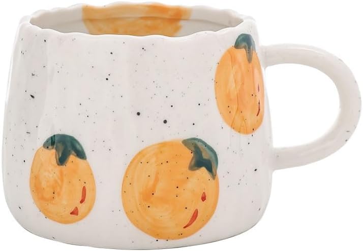 Coffee Mug 12oz Summer Cute Ceramic Cup with Handpainted Fruit Pattern, Lemon Tea Cup Gift for Coffee Lover, Birthday Gift for Latte Milk