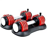 Mancuernas Equipo De Fitness Azules Y Rojas Peso Ajustable Juego Ajuste Rápido Unisex Barra Gruesa Color : Red, Size : (2.5~12.5LB)*2