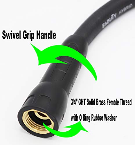Eaduty Hybrid Garden Hose 5/8 In. X 50 Ft, Heavy Duty, Lightweight, Flexible With Swivel Grip Handle And Solid Brass Fittings #TOP2