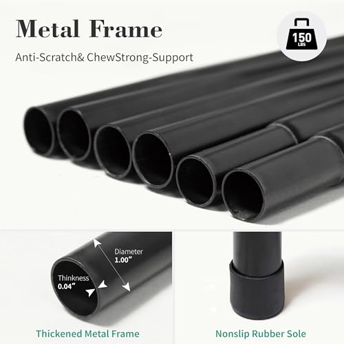 Cooling Elevated Dog Bed with Pillows,Portable Washable Raised Dog Cot with Chew Proof Mesh and Metal Frame,No-Slip Rubber Feet for Indoor & Outdoor Use,Large,Gray - Image 6