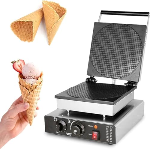 MáQuina De Gofres eléctrica para hacer conos de helado comerciales - Molde antiadherente de acero inoxidable para conos caseros - Para uso doméstico y comercial
