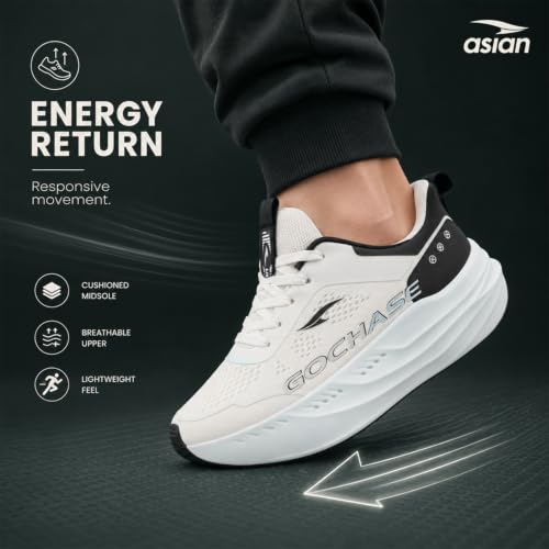 Image of ASIAN Aerofoam-01 Men's Running Shoes with Breathable Mesh Upper | Energy Return Sole, Lace-Up Fit & Lightweight Comfort