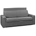 Canapé lit 3 Places Ouverture RAPIDO Lattes RENATONISI Matelas 22cm tête de lit intégrée Tissu Microfibre Gris Graphite