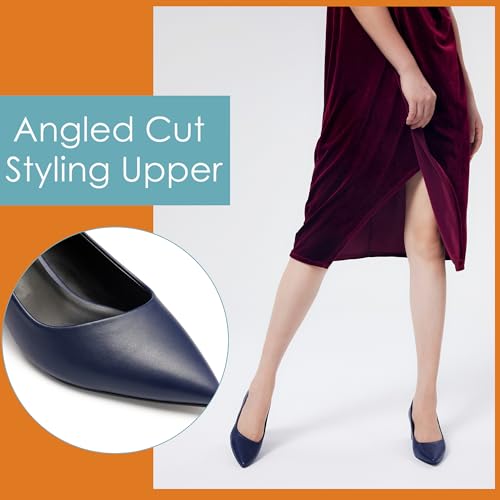 GENSHUO Women's Closed Toe Heels Low Chunky Block Dress Pumps Shoes Comfortable Slip On Pointed Toe Heel Work Wedding Office Evening Walking Party2