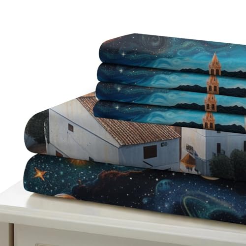 Housse de couette 3D ciel nocturne douce en microfibre avec fermeture éclair pratique king - 6