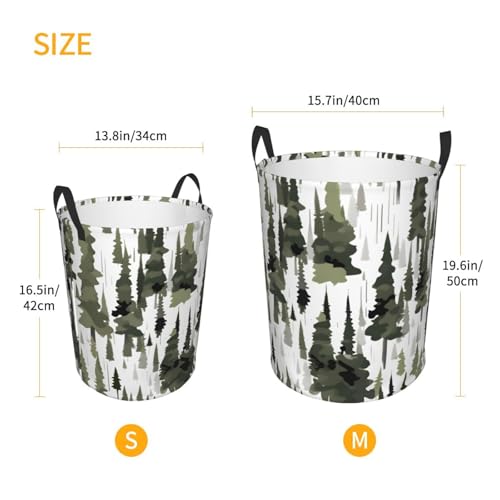 Panier à linge rond imperméable grand format camouflage arbres blancs pour rangement textile