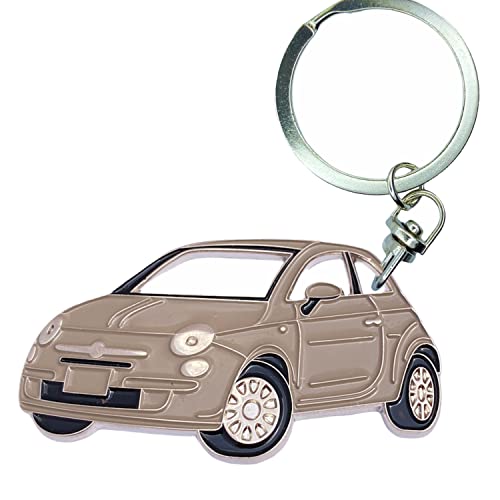 3dcrafter Keyring for Fiat 500 car accessories merchandise for drivers made from metal chrome green blue white and many colors (beige) Cover