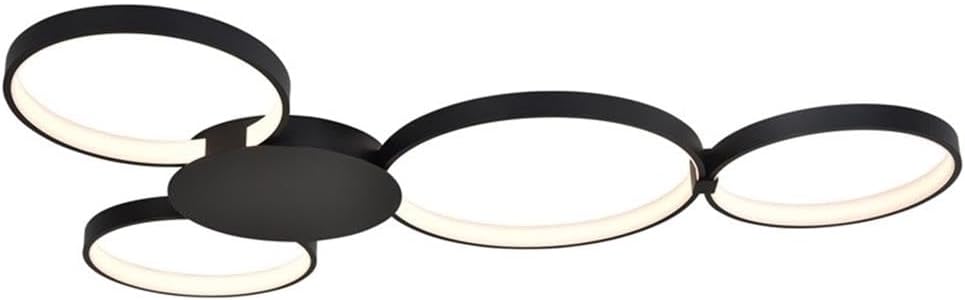 Pemberly Row 43" Aluminum Flush Mount LED Ceiling Fixture, Black Finish, Integrated Dimmable LED, Modern Four-Ring Design, ETL Certified Light for Sophisticated Interiors
