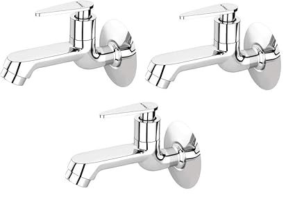 Alturas Fusion Brass Long Body Bib Cock Tap with Wall Flange- Set of 3