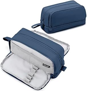 Eucomir Pencil Case with 4 Compartments for Girls Boys, Large Pencil Case Stationery Organizer Aesthetic Pencil Case for Kids Women Men Teenagers Students,Dark Blue