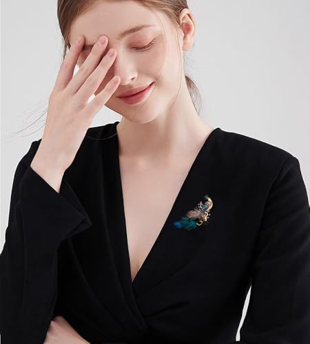 Image of Rhinestone Peacock Brooch Pin For Women Fashion Exquisite Cz Colorful Crystal Bird Animal Feather Brooches Lapel Pins Elegant Dress Clothes Corsage Accessories Wedding Party Christmas Birthday Jewelry Gift