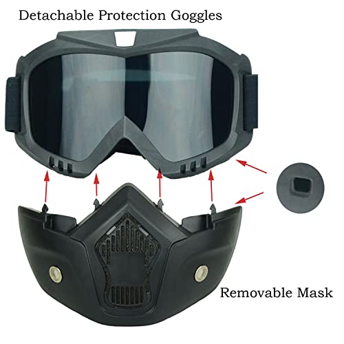 Zjnuo Motorcycle Helmet Goggles With Removable Face Mask, Atv Dirt Bike Motocross Eyewear Riding Offroad Goggles (Grey) #TOP1