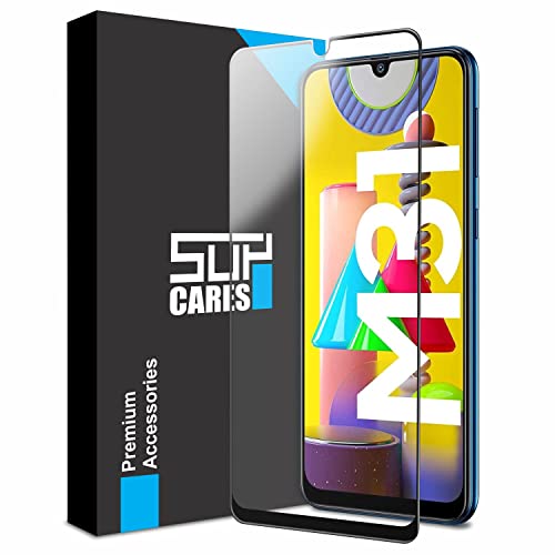 Image of SupCares Tempered Glass for Samsung Galaxy M31 With Installation Kit | 9H Edge to Edge Screen Protector | Black