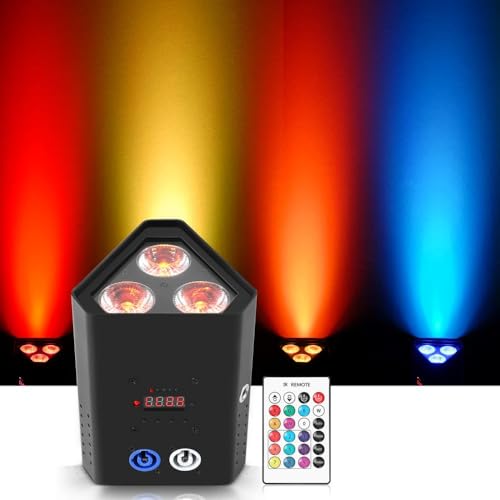 Projecteur PAR Sans Fil 6 En 1 - 6x18W RGBWA+UV, Batterie 8800 MAh Pour DJ Et Scène
