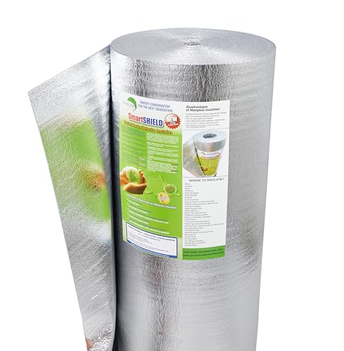 SmartSHIELD -1.5mm 48" x200ft Reflective Insulation roll 800 Sq. Ft., Foam Core Radiant Barrier, Thermal Insulation Shield - Foil / Foil