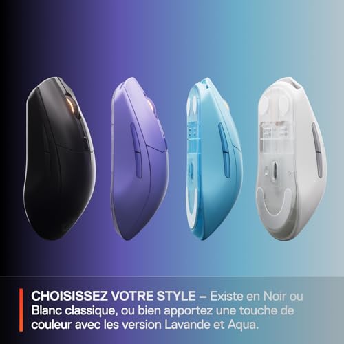 SteelSeries Rival 3 Wireless Gen 2 Souris gaming sans fil - 2,4 GHz et Bluetooth - TrueMove Capteur Optique TrueMove Air 18000 DPI - Durabilité 60 mil de clics - Poids léger - Patins 100% PTFE - Blanc
