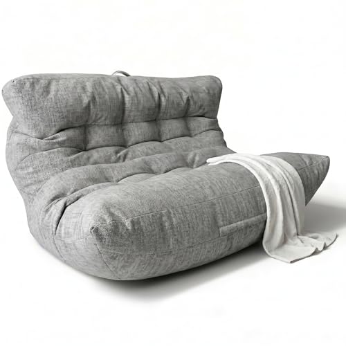 Aiire Puff Exterior Jardín Moderno - Sillón Puf XXL con Relleno Incluido de Diseño Terraza o Piscina - Outdoor Bean Bag Chair - Sofa Puff Gigante para 2 Personas Gris Oscuro