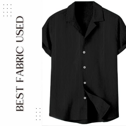 Image of MiraMichi Stylish Men's Regular Fit Half-Sleeve Corduroy Striped Casual Shirt - Perfect