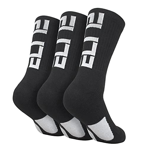 Podinor Elite Basketball Crew Socks For Men And Women, Cushion Performance Athletic Black Basketball Socks #TOP8