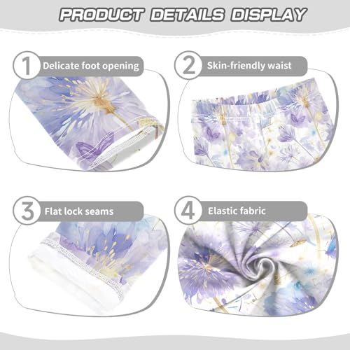 KLL Butterflies Dandelions Pattern Butterflies Gold Girls Athletic Leggings Comfortable High Waisted Athleisure Pants3