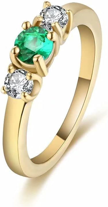 Birthstone Rings Cubic Zirconia Stainless Steel Birth Month Jewelry for Women Kids Gold May Size 7