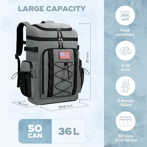 Image of Maelstrom 35 /50 Can Insulated Backpack Cooler, Leakproof Soft Lunch Ice Bag | Keeps Food Cold For 16h, Peva Liner, Durable Nylon, Ergonomic Padding. Perfect For Men, Women, Camping, Beach, Hiking, Travel