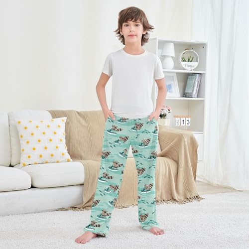 Boys' Pants Raccoon Ski Wave Long Bottoms Jogger Pants Elastic Waist Trousers with Pockets S-XL3