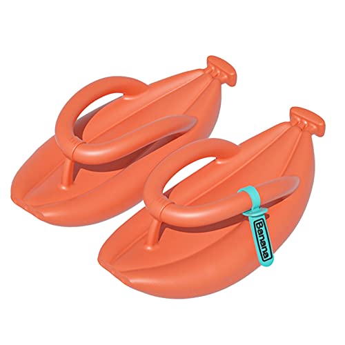Altsuceser Funny Banana Flip Flops for Women Men, Thicken Sandals Summer Beach Pool Party Cushioned Slippers Orange 36/37