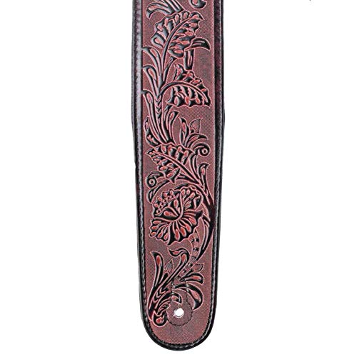 Walker & ‿Williams DLX-285 Sangle rembourrée pour guitare avec outil en relief Marron bordeaux - Les Beatles, Paul McCartney, John Lennon, RIngo Starr, George Harrison Walker & ‿Williams DLX-285 Sangle rembourrée pour guitare avec outil en relief Marron bordeaux – Image 5