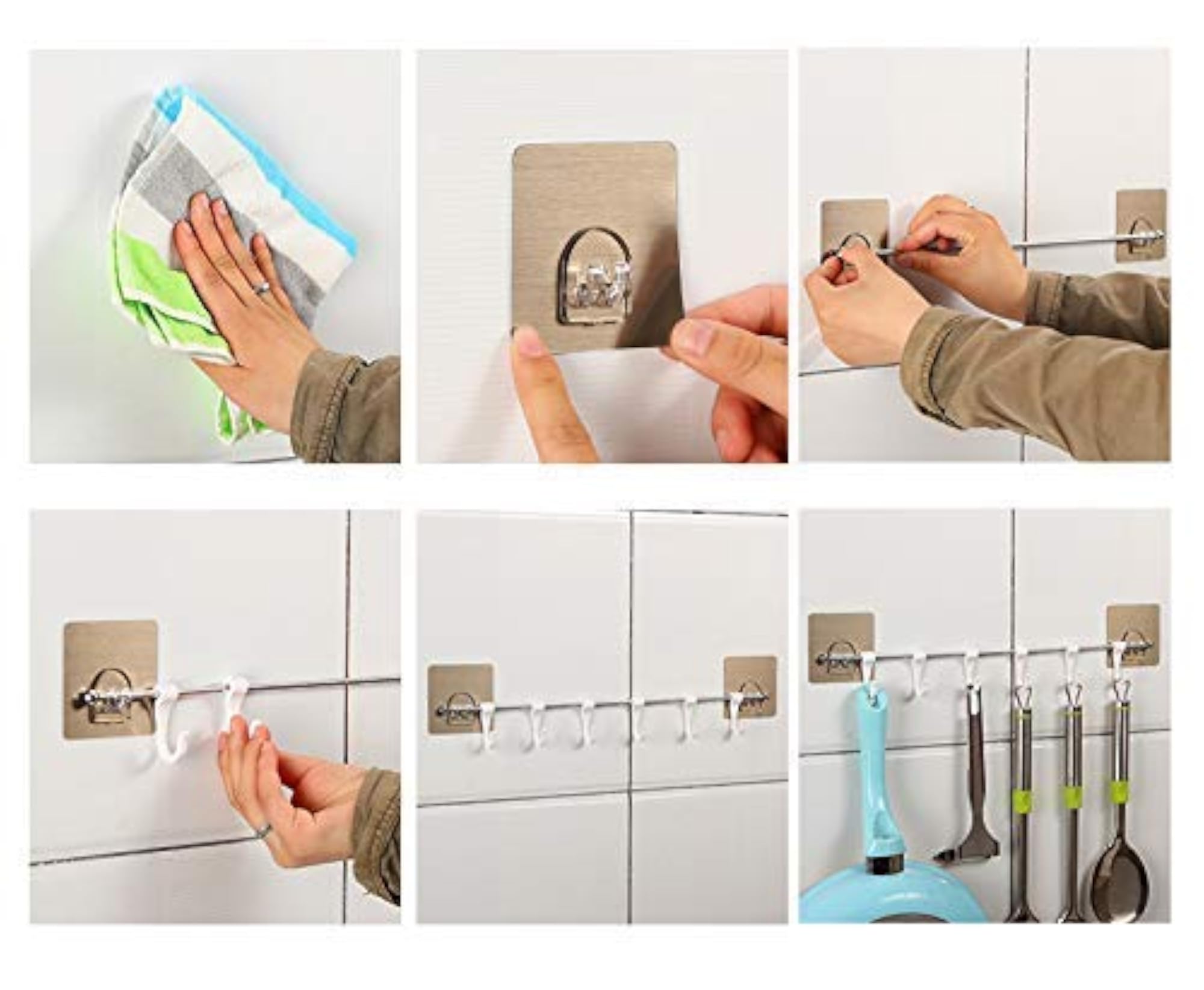 Self Adhesive Bathroom Towel Rail Utensil Rack