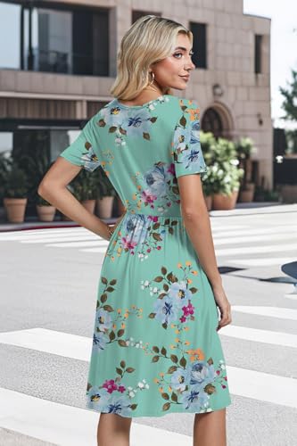 Image of Womens Short Sleeve Empire Waist Dresses Casual Summer Dress with Pockets