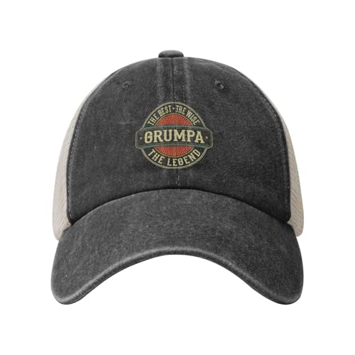 Haebfsl Grumpa Best Wise The Legend Funny Grandpa Mesh Trucker Hat for Men Women, Adjustable Baseball Cap Dad Hat,Black