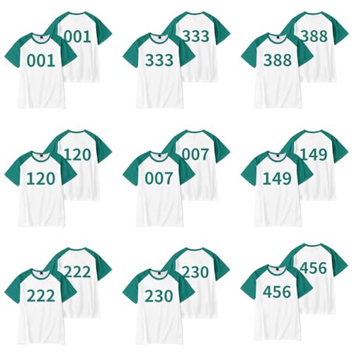 [XciNe] 韓国ドラマゲームコスプレ 衣装 番号 456 388 120 149 222 230 333 001 007 半袖 夏服 応援服 コスプレ衣装 カジュアル 汗染み防止 肉厚生地 クルーネック 抗菌防臭 柔らかい UVカット コスチューム 日常服 (番号456,L)