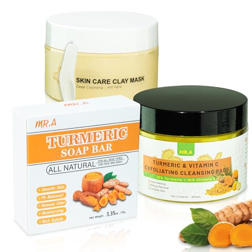 Mr.A Turmeric Soap Bar Turmeric Face Clay Mask Turmeric Cleansing Pads, Vitamin C Facial Mask For Pores cover
