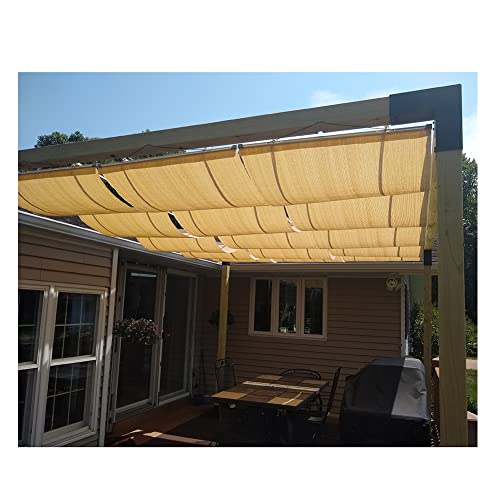 ezkxoprs Terrasse Wasserdicht Pergola Schattendach, Einziehbar Gleiten Wellensegel Markisenabdeckung Mesh-Gewebe Wasserdurchlässig Sonnenfilterung Für Deck (Farbe : Beige, Größe : 1.5x6m) Cover