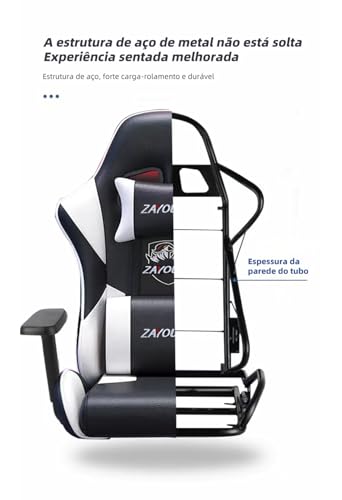 Cadeira gamer com apoio para os pés e com apoio de braço 3D, ajuste de altura de assento reclinável