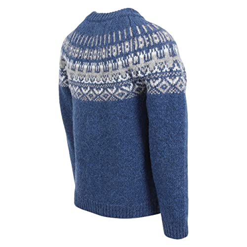 Icewear Elis Sweater Lopapeysa Design 100% Icelandic Wool Long Sleeve Winters Sweater Without Zipper | Blue - Medium #TOP3