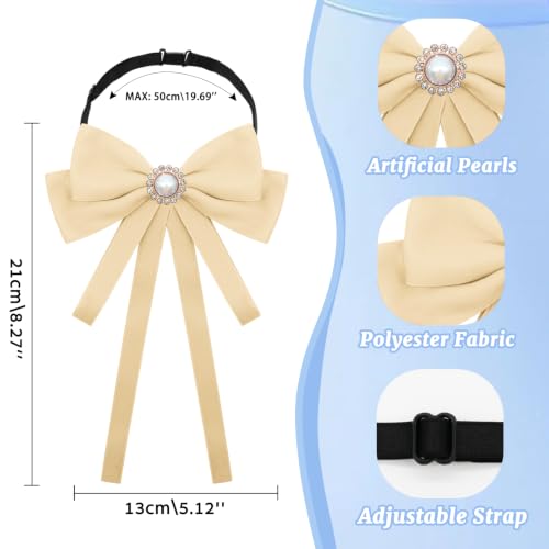 Image of LJBFNN Bow Ties for Women, Adjustable Pre Tied Bow Tie Solid Color Ribbon Bowtie for Girls Ladies Party Daily Cosplay School