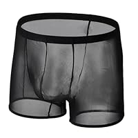 QJDFLL sous vêtements en Maille Respirante Fine Transparente Confortable T Shirts pour Homme(Le Noir,XL)