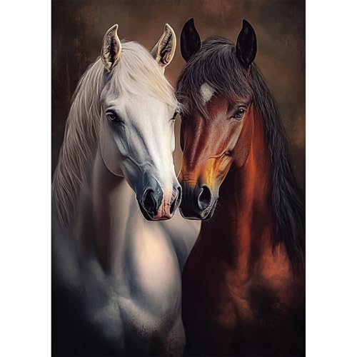 AIRDEA Full Drill Romantic Horses Diamond Art Kits Adults, 5D DIY Horse Diamond Painting Kit