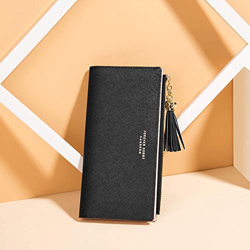 Womens Wallet Bifold Long Slim Card Holder Case Mini Coin Purse Thin Tassels Zip Clutch Wallets for Women Ladies2