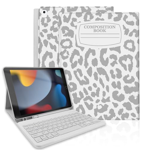 TopPerfekt for iPad 9th Generation Keyboard Case 10.2" 2021, Magnetically Absorbent, Auto Sleep/Wake, Pencil Holder for iPad 8th Gen 2020, 7th Gen 2019, Air 3rd, pro 10.5" (Notebook Leopard Grey) by TopPerfekt - Used condition - US$10.55