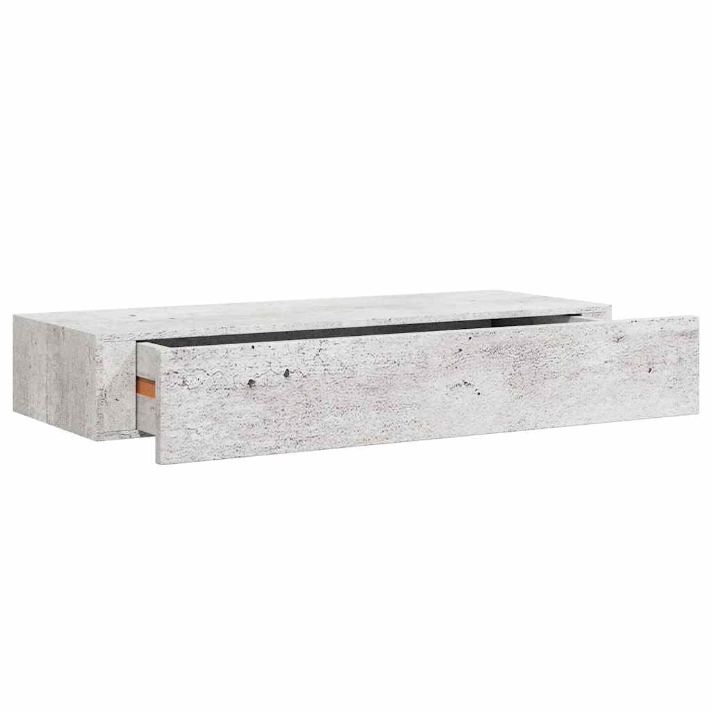 vidaXL Wall-mounted Drawer Shelf Concrete Grey 60x23.5x10cm MDF — image 1