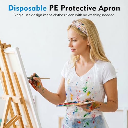 eggigi 100Pcs Bulk Disposable Plastic Aprons - Waterproof Adult Protective Aprons for Cooking, Painting, Housework, Picnic & Party, Disposable Wear-Resistant Apron - Thumbnail 4