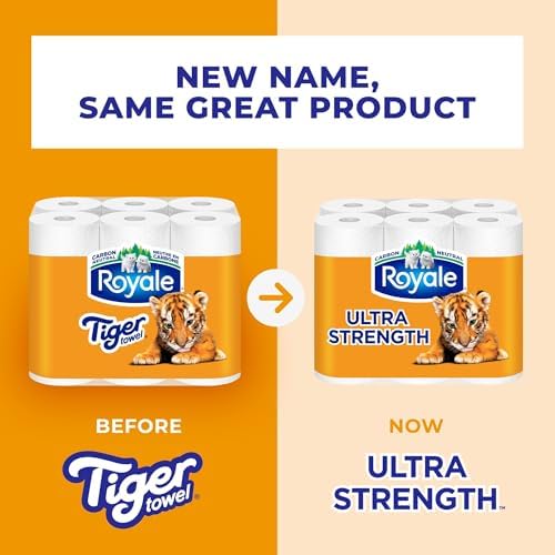 Royale Tiger Strong Paper Towel, 3 Double Equal 6 Rolls, 98 Half Sheets per Roll, White - 2