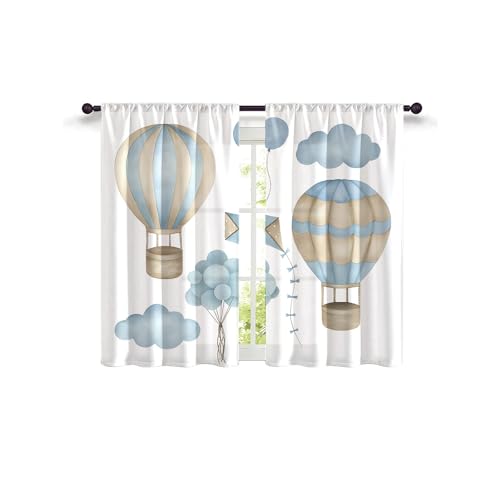 Highdi 2 Piezas Cortinas Cortas para Cocina Media Ventana Impresión 3D Cortinas de Pequeñas Modernas para Debajo del Fregadero, para El Lavadero del Armario Dormitorio (Globos,W80xL100cm)