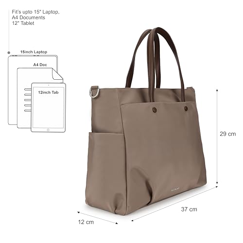 Image of Fastrack Nylon Edge Laptop Tote | Laptop Bag for Women & Men | Dual Carry Options | Fits 15 inch Laptop | Nylon Material